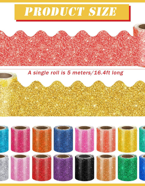 Load image into Gallery viewer, Qeeenar 16 Rolls 263ft Scalloped Bulletin Board Borders Trim Boho Color
