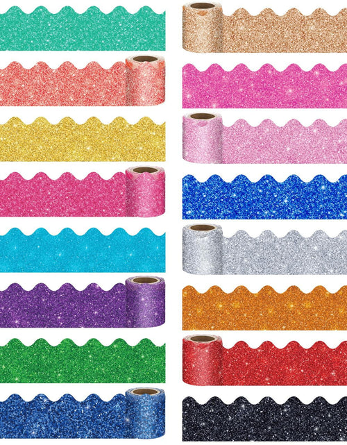 Load image into Gallery viewer, Qeeenar 16 Rolls 263ft Scalloped Bulletin Board Borders Trim Boho Color
