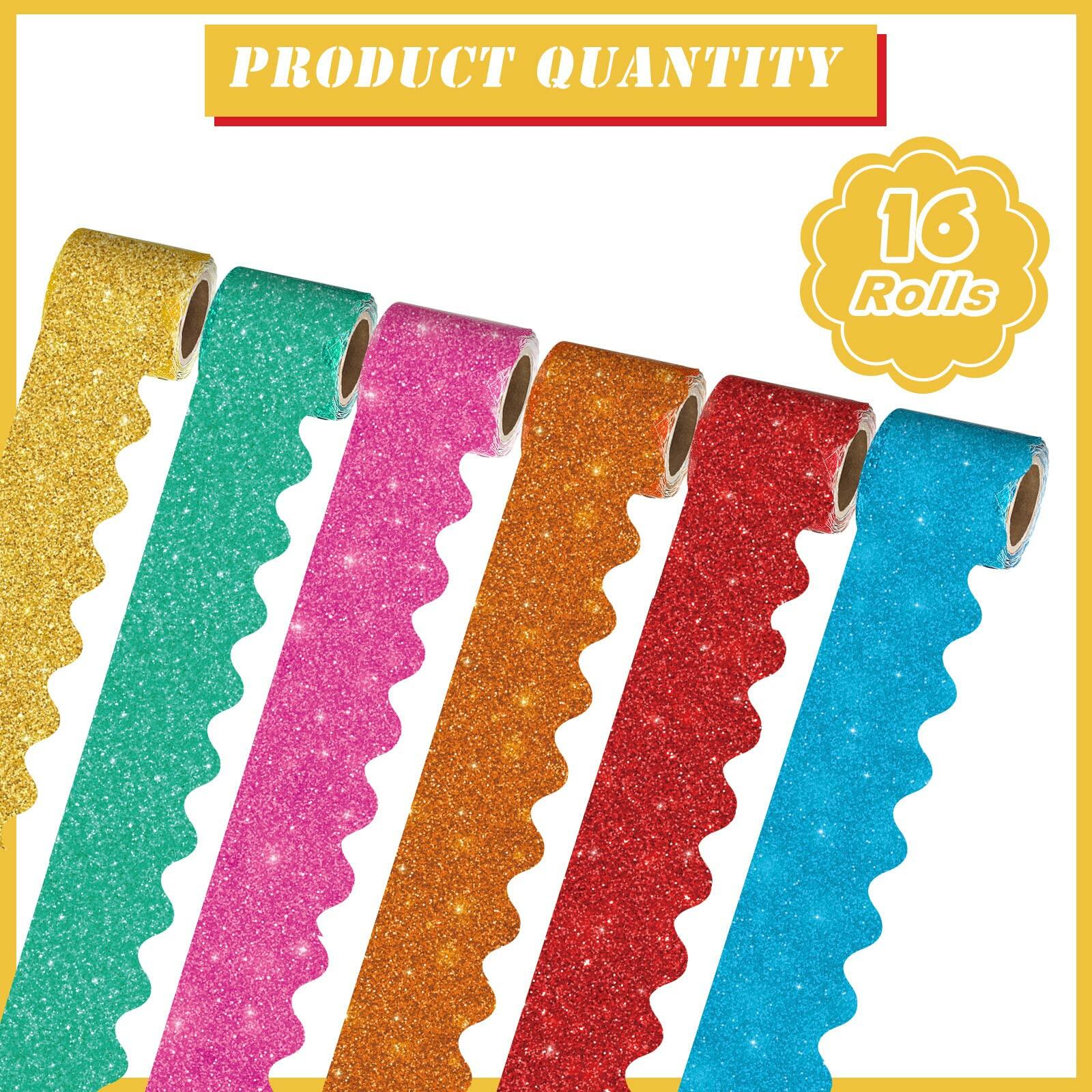 Qeeenar 16 Rolls 263ft Scalloped Bulletin Board Borders Trim Boho Color