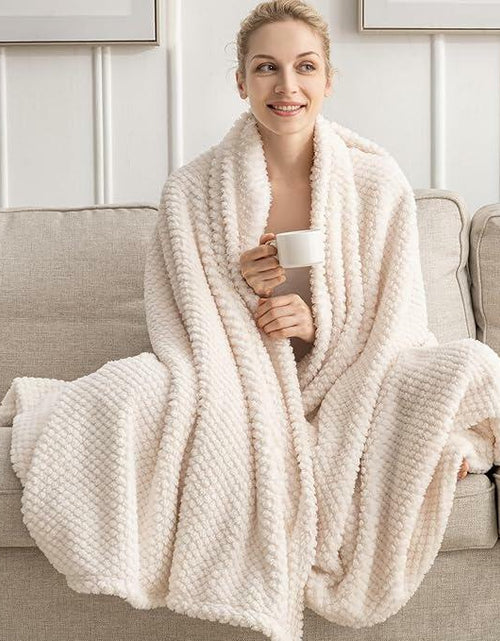 Load image into Gallery viewer, Jungle Star 3 Layer Jacquard Fleece Throw Blanket 50x70 Inch Wave Beige
