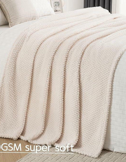 Load image into Gallery viewer, Jungle Star 3 Layer Jacquard Fleece Throw Blanket 50x70 Inch Wave Beige
