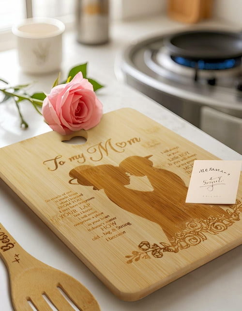 Load image into Gallery viewer, MCJC Bamboo Cutting Board &amp; Kitchen Utensil Set Heart Design Mom Gifts One Size
