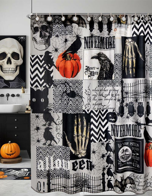 Load image into Gallery viewer, EVENHUG Halloween Waterproof Shower Curtain Set Grey 72x72 inch with Hooks
