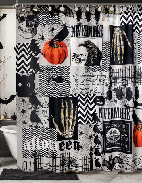 Load image into Gallery viewer, EVENHUG Halloween Waterproof Shower Curtain Set Grey 72x72 inch with Hooks

