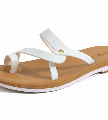 ONCAI Women's Slide Sandals Cross Strappy Open Toe White Khaki Size 11
