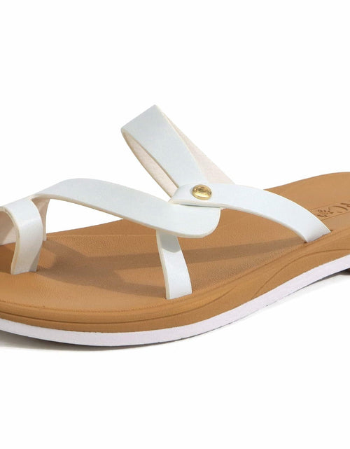 Load image into Gallery viewer, ONCAI Women's Slide Sandals Cross Strappy Open Toe White Khaki Size 11
