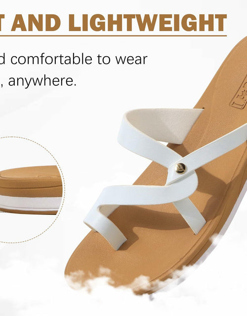 Load image into Gallery viewer, ONCAI Women's Slide Sandals Cross Strappy Open Toe White Khaki Size 11
