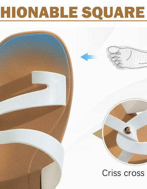 Load image into Gallery viewer, ONCAI Women's Slide Sandals Cross Strappy Open Toe White Khaki Size 11
