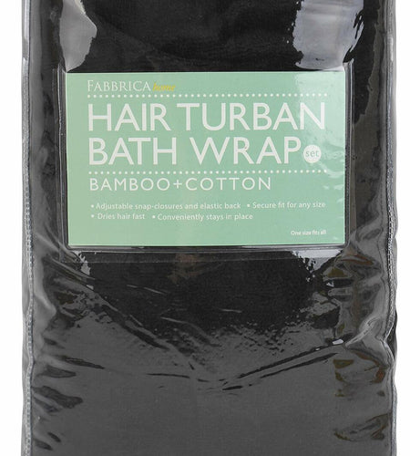 FABBRICA HOME Bamboo Rayon Spa Bath Wrap & Hair Turban Set Navy Blue One Size