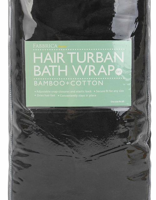 Load image into Gallery viewer, FABBRICA HOME Bamboo Rayon Spa Bath Wrap &amp; Hair Turban Set Navy Blue One Size

