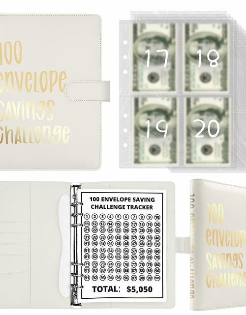 Load image into Gallery viewer, Mashaop 100 Envelope Challenge Binder White PU A4/Letter 13 Pages
