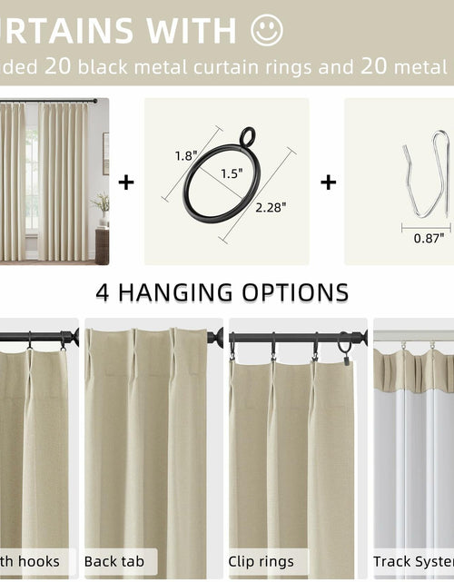 Load image into Gallery viewer, ChrisDowa Pinch Pleated Blackout Linen Curtains 40x102in Greyish Beige 2 Panels
