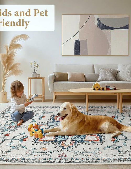 Load image into Gallery viewer, Puremy 2x3 Vintage Boho Entryway Rug Non Slip Low Pile Floral Cream
