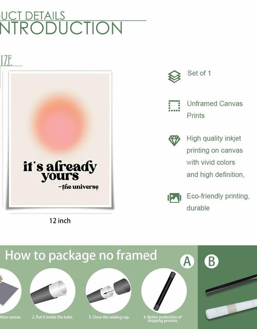 Load image into Gallery viewer, Usoway Motivational Wall Art Pink Aura Canvas 12x16in Unframed
