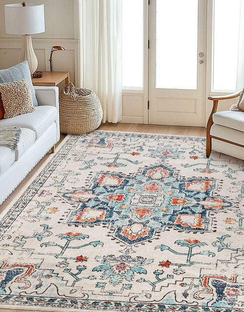 Load image into Gallery viewer, Puremy 2x3 Vintage Boho Entryway Rug Non Slip Low Pile Floral Cream
