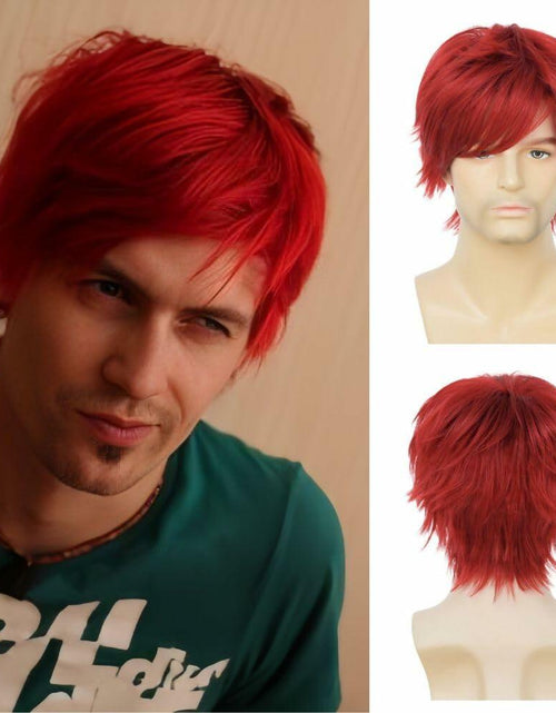 Load image into Gallery viewer, Salaibs Mens Red Short Wig Synthetic Natural Looking Bangs Halloween Cosplay
