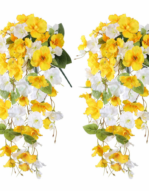 Load image into Gallery viewer, Ivydale Artificial Hibiscus Hanging Flowers Silk 2pcs Yellow White Vines
