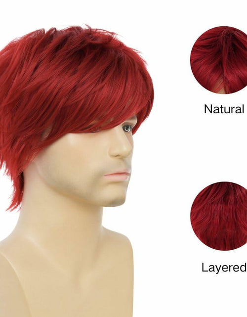 Load image into Gallery viewer, Salaibs Mens Red Short Wig Synthetic Natural Looking Bangs Halloween Cosplay
