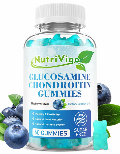 Load image into Gallery viewer, NutriVigor Glucosamine Chondroitin MSM Elderberry Gummies Blueberry 60ct
