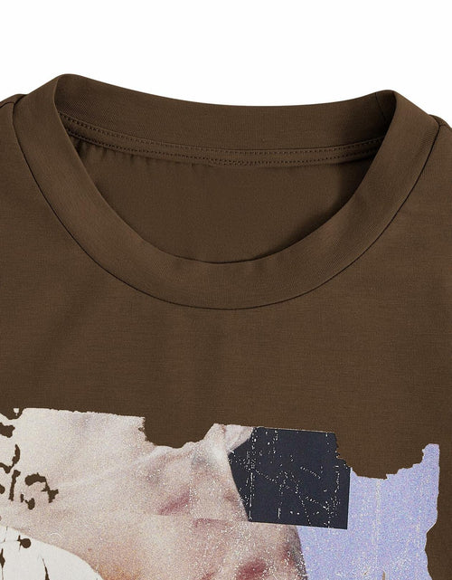 Load image into Gallery viewer, SOLY HUX Men's Graphic Letter Print Short Sleeve T-Shirt Brown Size S

