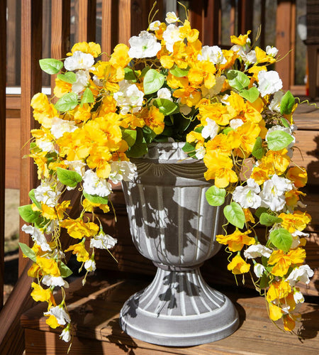 Ivydale Artificial Hibiscus Hanging Flowers Silk 2pcs Yellow White Vines