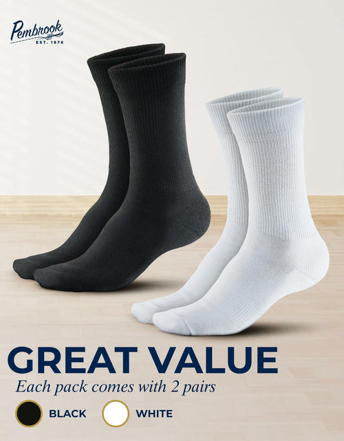 Load image into Gallery viewer, Pembrook Diabetic Compression Crew Socks Women 2 Pairs Black/White Size L
