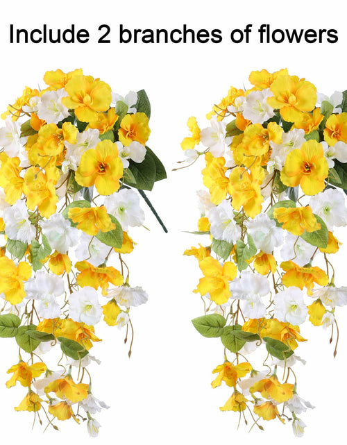 Load image into Gallery viewer, Ivydale Artificial Hibiscus Hanging Flowers Silk 2pcs Yellow White Vines
