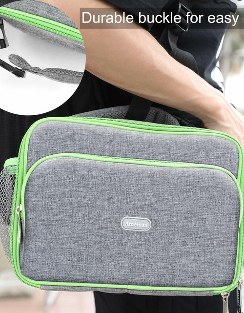 Load image into Gallery viewer, Amersun Insulated Lunch Box with 2 Pockets Padded Liner Dark Gray 4 Compartments
