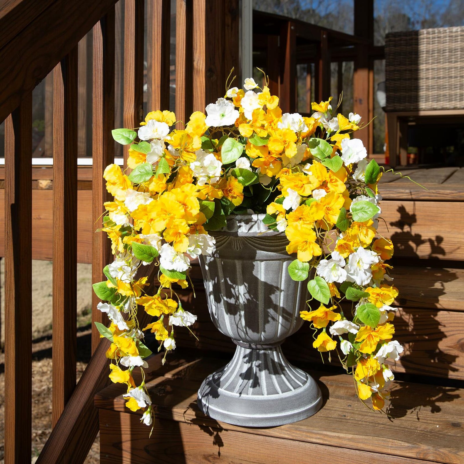 Ivydale Artificial Hibiscus Hanging Flowers Silk 2pcs Yellow White Vines