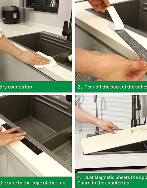 Load image into Gallery viewer, 2PCS Acrylic Sink Splash Guard Beige Frosted Magnetic Water Barrier 17.5"x3.3"
