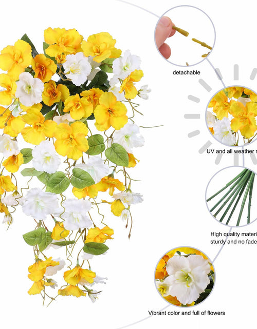 Load image into Gallery viewer, Ivydale Artificial Hibiscus Hanging Flowers Silk 2pcs Yellow White Vines
