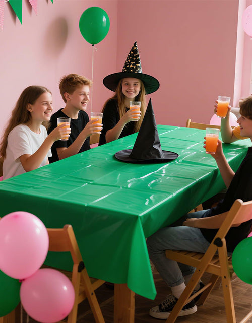 Load image into Gallery viewer, CIEOVO 8 Pcs Pink Green Disposable Witch Tablecloths Rectangle Plastic

