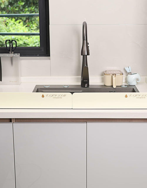 Load image into Gallery viewer, 2PCS Acrylic Sink Splash Guard Beige Frosted Magnetic Water Barrier 17.5"x3.3"
