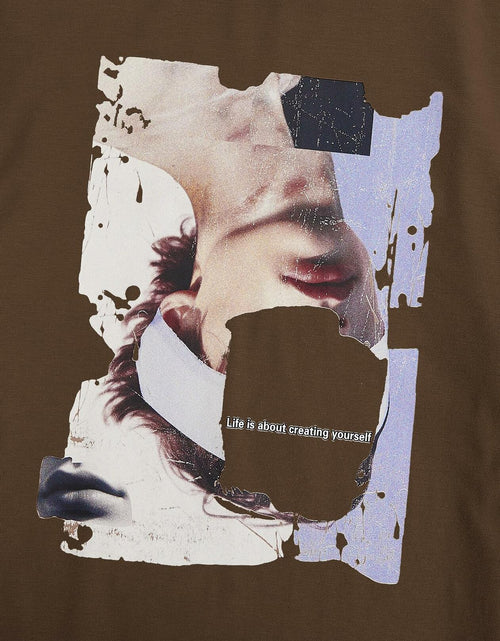 Load image into Gallery viewer, SOLY HUX Men's Graphic Letter Print Short Sleeve T-Shirt Brown Size S
