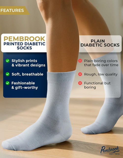 Load image into Gallery viewer, Pembrook Diabetic Compression Crew Socks Women 2 Pairs Black/White Size L
