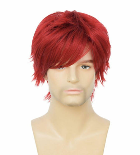 Salaibs Mens Red Short Wig Synthetic Natural Looking Bangs Halloween Cosplay