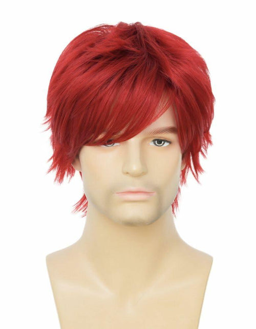 Load image into Gallery viewer, Salaibs Mens Red Short Wig Synthetic Natural Looking Bangs Halloween Cosplay
