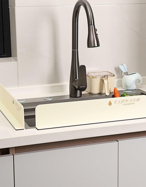 Load image into Gallery viewer, 2PCS Acrylic Sink Splash Guard Beige Frosted Magnetic Water Barrier 17.5"x3.3"
