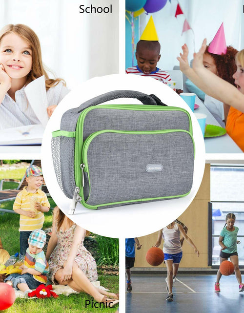 Load image into Gallery viewer, Amersun Insulated Lunch Box with 2 Pockets Padded Liner Dark Gray 4 Compartments
