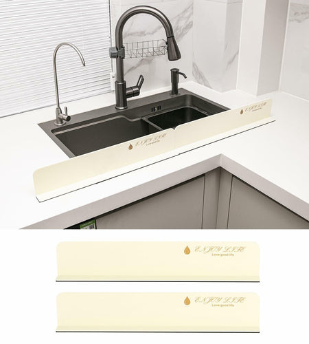 2PCS Acrylic Sink Splash Guard Beige Frosted Magnetic Water Barrier 17.5"x3.3"
