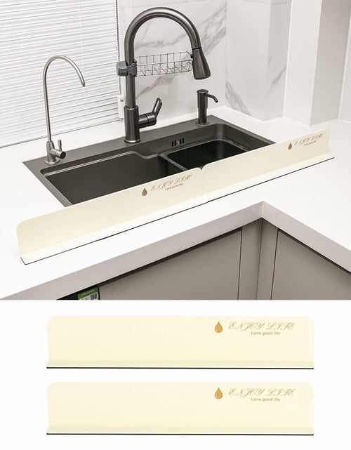 Load image into Gallery viewer, 2PCS Acrylic Sink Splash Guard Beige Frosted Magnetic Water Barrier 17.5"x3.3"
