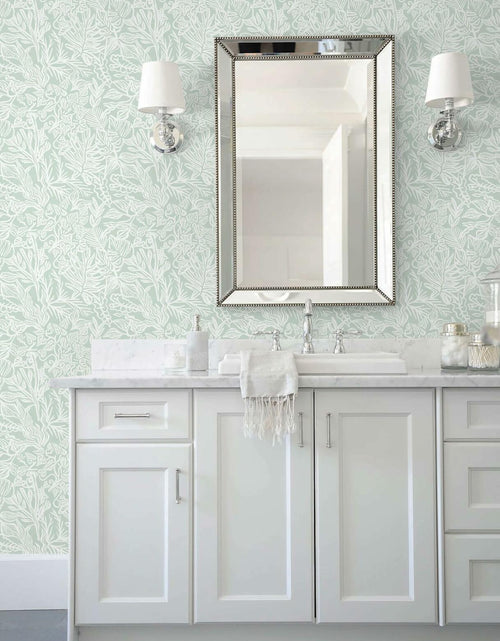 Load image into Gallery viewer, Fiula Peel and Stick Wallpaper Green White Leaf 17.3inx78.7in Removable Vinyl
