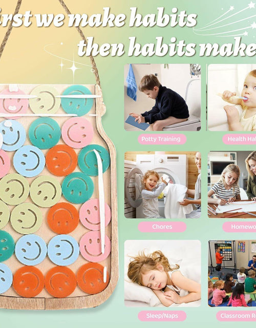 Load image into Gallery viewer, Goodangie00 Magnetic Reward Jar Classroom Board Kids Potty Training Wood Love
