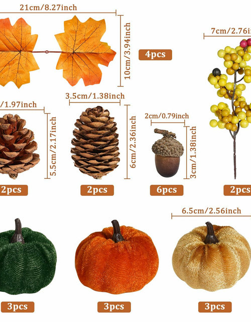 Load image into Gallery viewer, Artmag 25 PCS Fabric Pumpkins Set Fall Decor Maple Leaves Acorns Style 5
