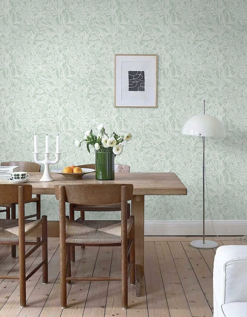 Load image into Gallery viewer, Fiula Peel and Stick Wallpaper Green White Leaf 17.3inx78.7in Removable Vinyl

