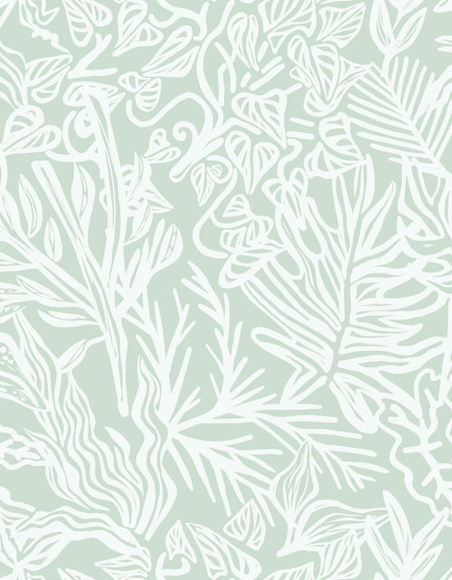 Load image into Gallery viewer, Fiula Peel and Stick Wallpaper Green White Leaf 17.3inx78.7in Removable Vinyl
