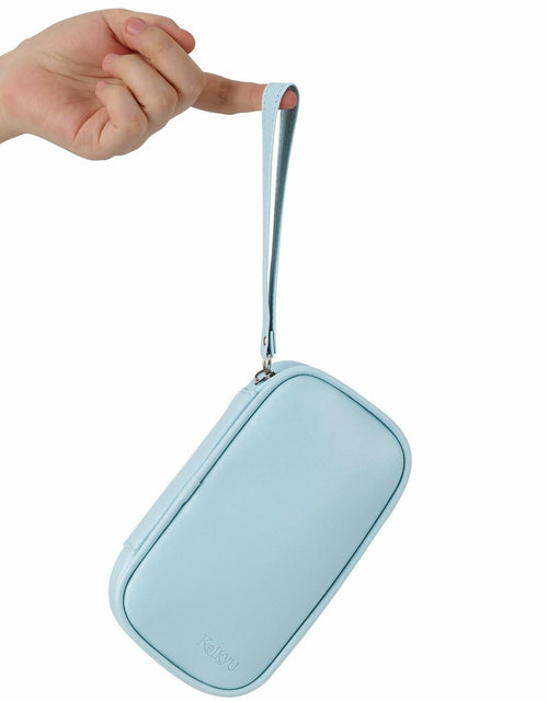 Load image into Gallery viewer, Koikyu PU Leather Tampon Organizer Bag with Zipper Handle Light Blue Small
