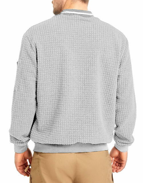 Load image into Gallery viewer, SAVKOOV Mens Lightweight Bomber Varsity Jacket Light Gray Size 5XL
