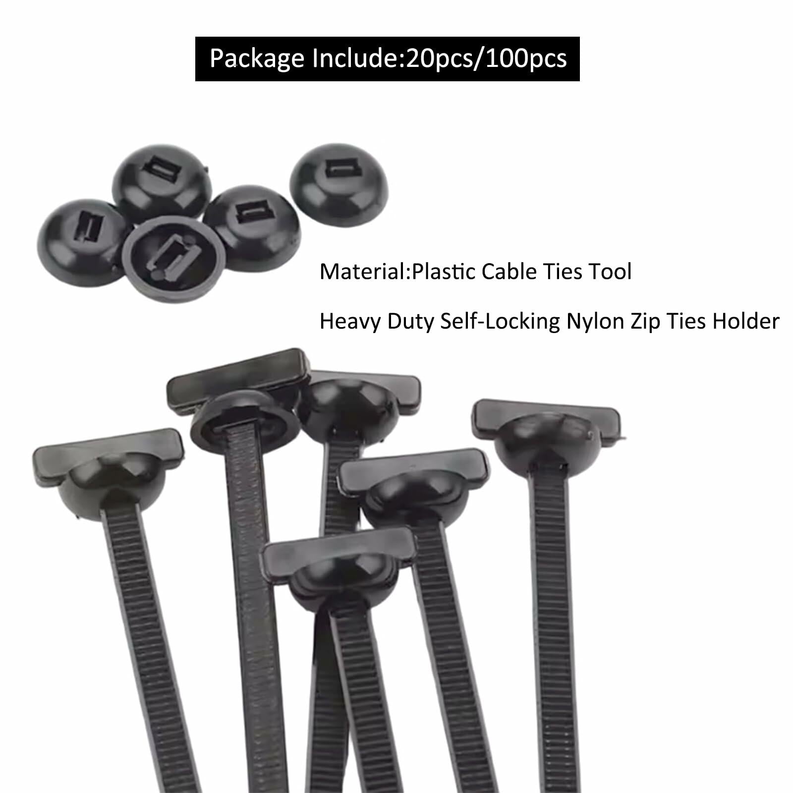 jeseea 100PCS Nylon Universal Cable Tie Buckle Heavy Duty Self-Locking