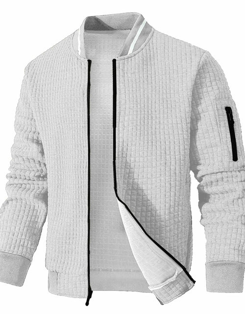 Load image into Gallery viewer, SAVKOOV Mens Lightweight Bomber Varsity Jacket Light Gray Size 5XL
